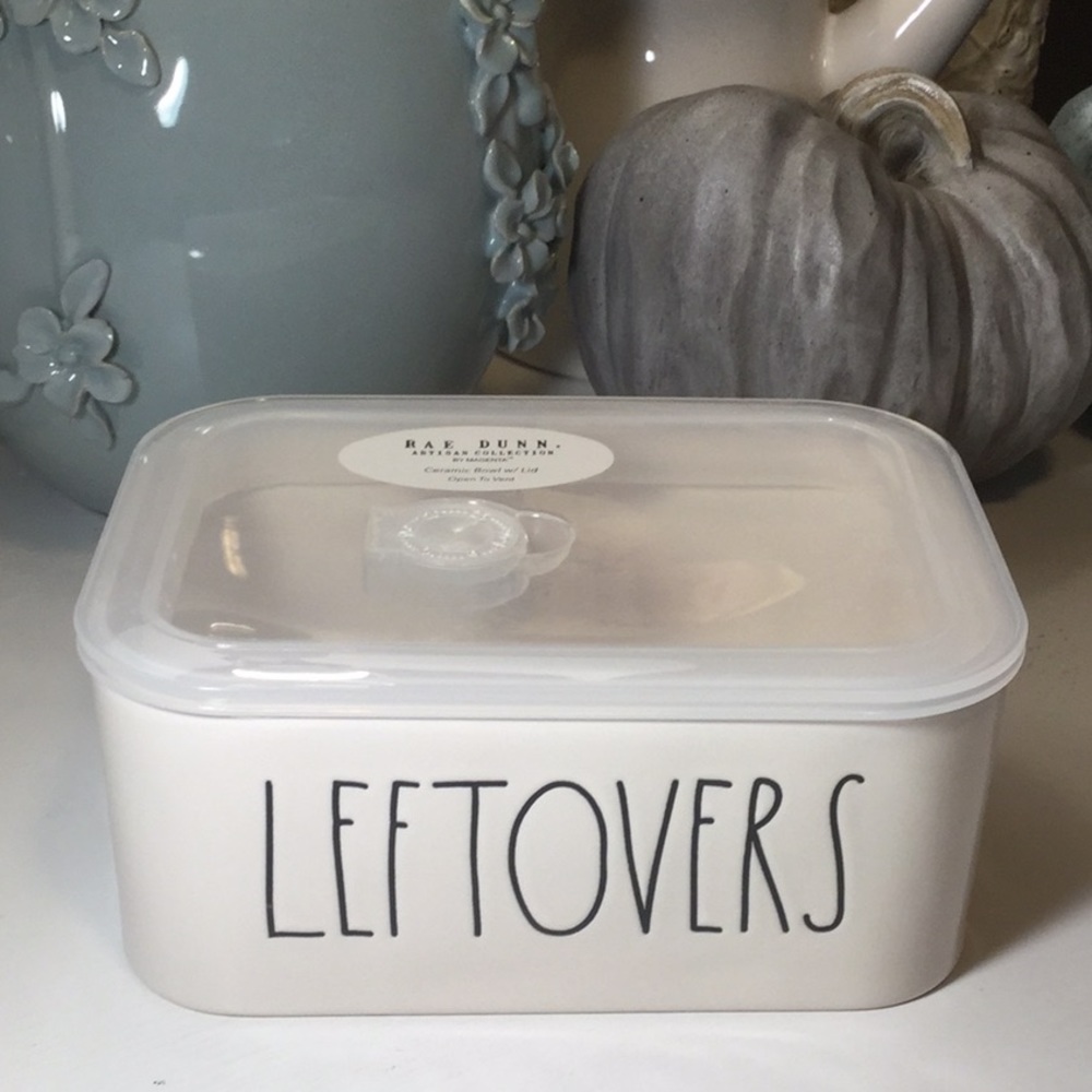 Rae Dunn LEFTOVERS Ceramic Bowl with Venting Lid